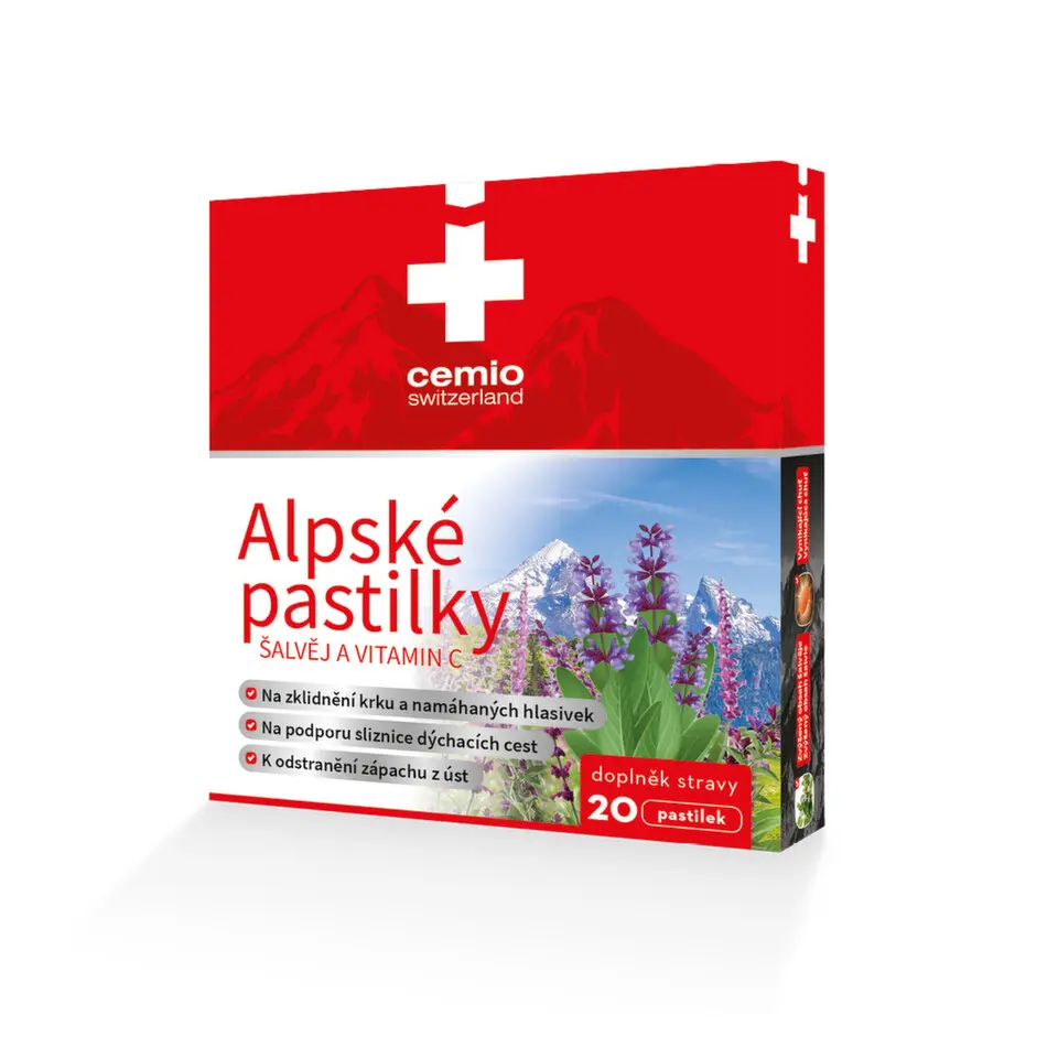 Cemio Alpské pastilky Šalvěj a vitamin C 20 pastilek