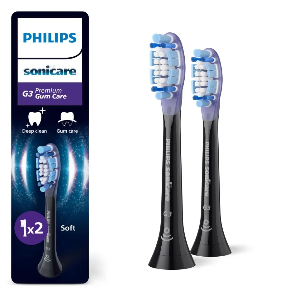 Philips Sonicare G3 Premium Gum Care HX9052/88 náhradní hlavice 2 ks černá, péče o dásně a implantáty