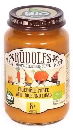 Rudolfs Zelenina s rýží a jehn.masem BIO 190g 8m+