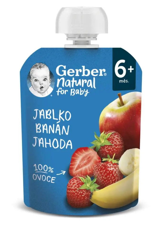 GERBER Natural kapsička jablko, banán a jahoda 90 g