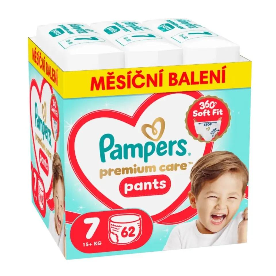 Pampers Premium Care Pants 7 plenkové kalhotky 15+ kg 62 ks