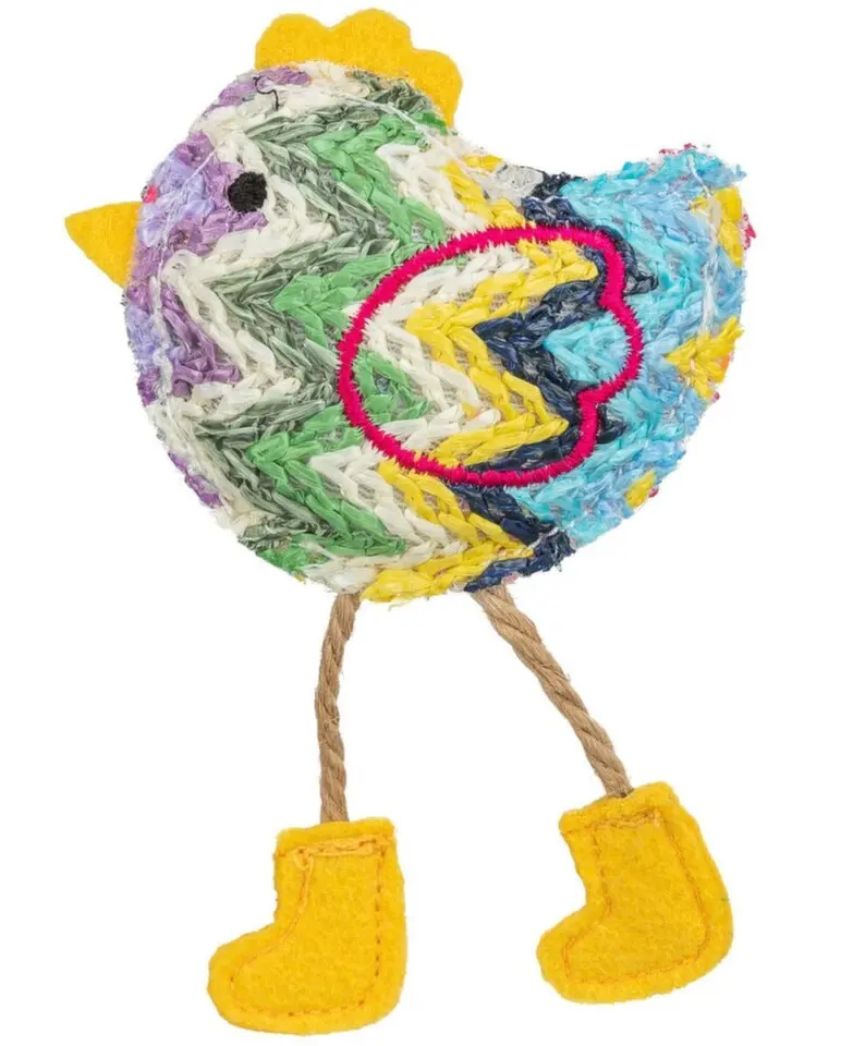 Hračka kočka Kuřátko s catnipem, polyester 11cm TR