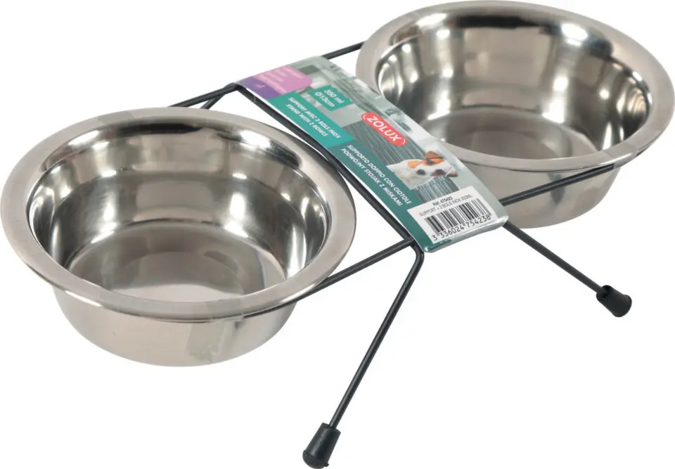Miska nerez stojan+ 2 misky pes STEEL 0,7l Zolux