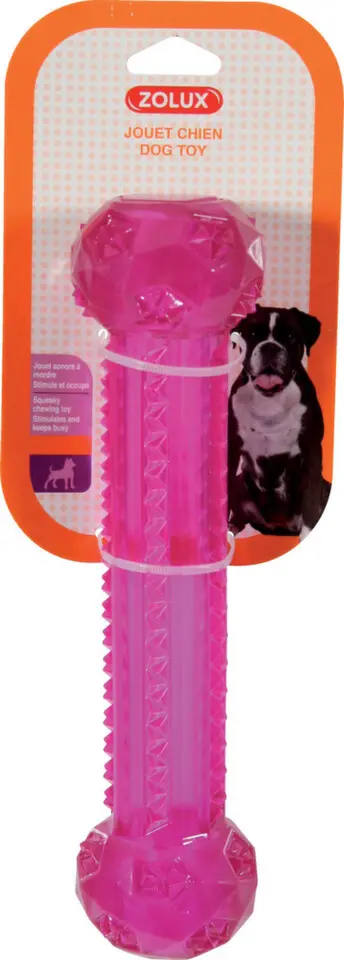 Hračka pes STICK TPR POP kost 25cm růžová Zolux