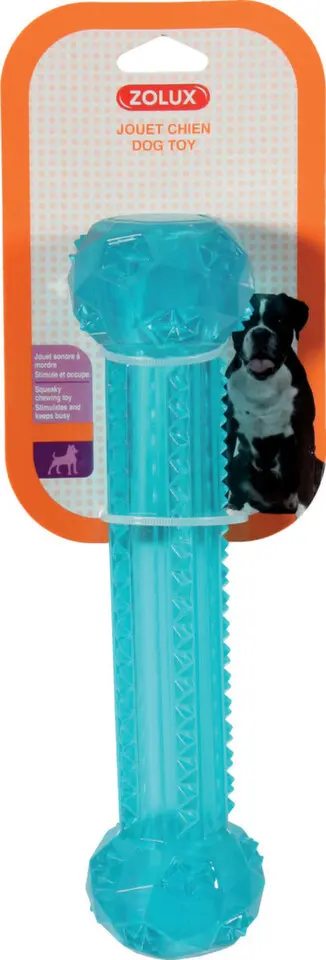 Hračka pes STICK TPR POP kost 25cm tyrkys Zolux