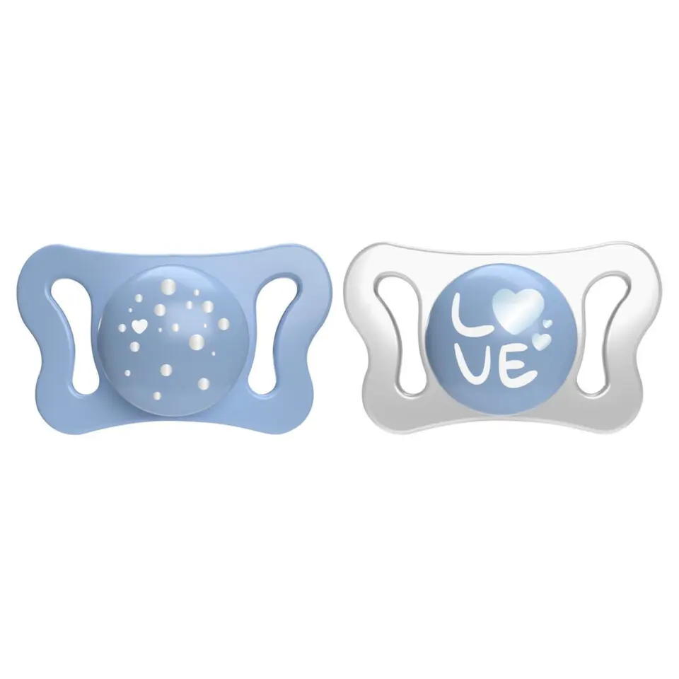 CHICCO Cumlík Physio Micro silikonový 0-2m chlapec 2 ks