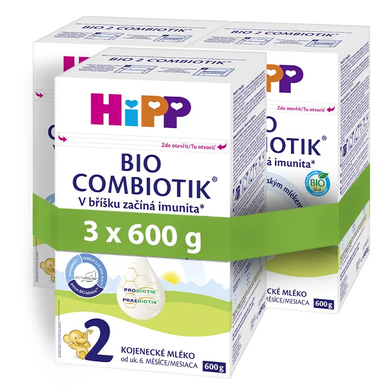 HiPP 2 Combiotik kojenecké mléko BIO 600g - balení 3 ks