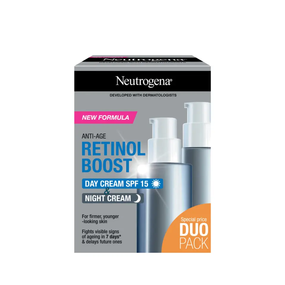 Neutrogena Retinol Boost denní pleťový krém Retinol Boost Day Cream SPF15 50 ml + noční pleťový krém Retinol Boost Night Cream 50 ml dárková sada