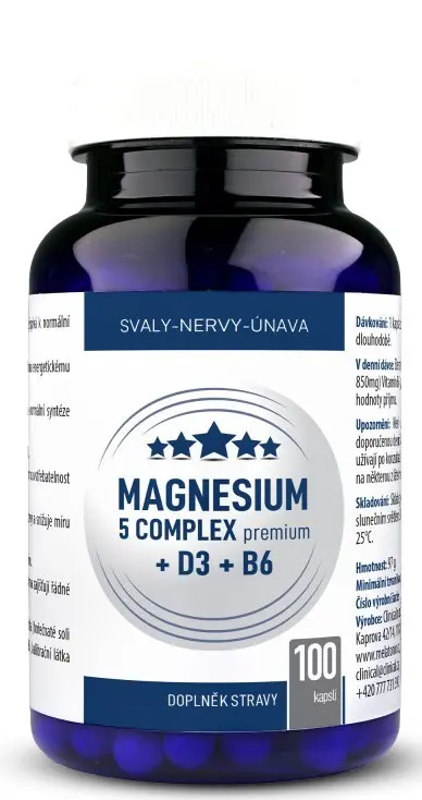Magnesium 5 complex premium + D3 + B6 cps.100