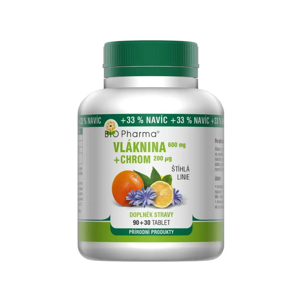Vláknina 600mg+Chrom 200mcg tbl.90+30 Bio-Pharma
