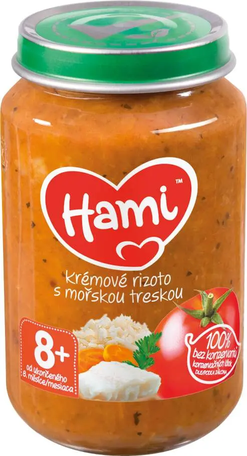 Hami masozeleninový příkrm krémové rizoto s mořskou treskou od uk. 8. měsíce 200 g