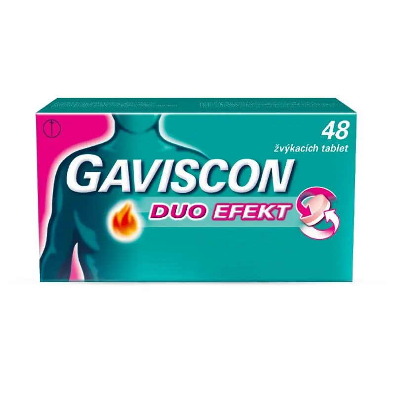 GAVISCON DUO EFEKT 250MG/106,5MG/187,5MG TBL MND 48