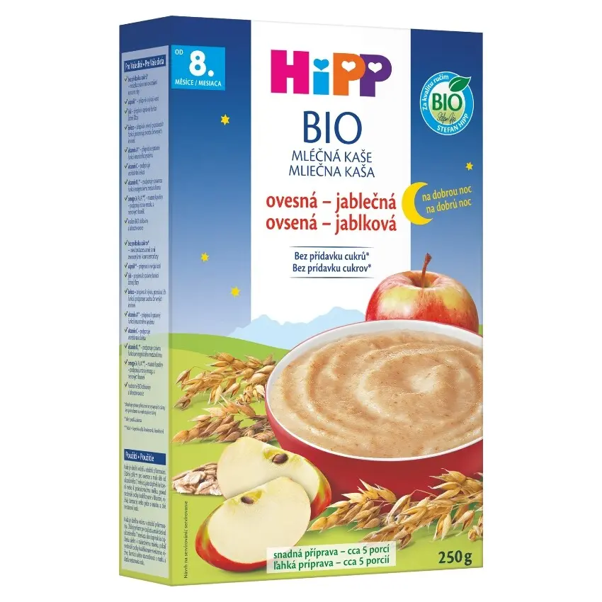 HiPP MLÉČNÁ KAŠE na noc BIO ovesná - jablečná 250g