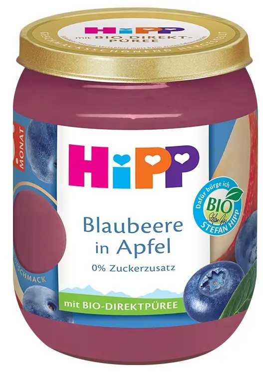 HiPP Jablka s borůvkami BIO 4/6m 160g
