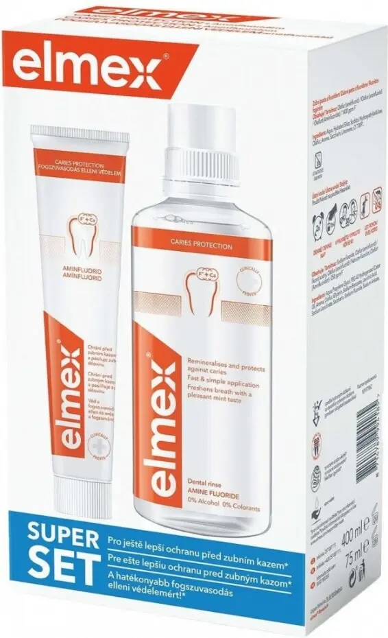 Elmex Caries Protection ústní voda 400 ml + zubní pasta 75 ml dárková sada