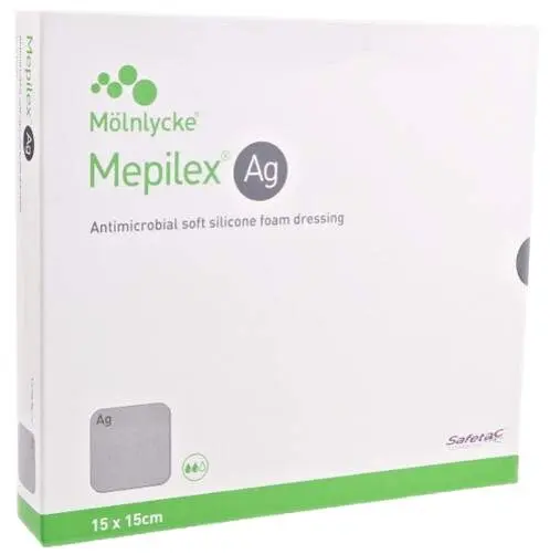 Mepilex Ag 15 x15 cm 5 ks antimikrobiální pěnové krytí se si