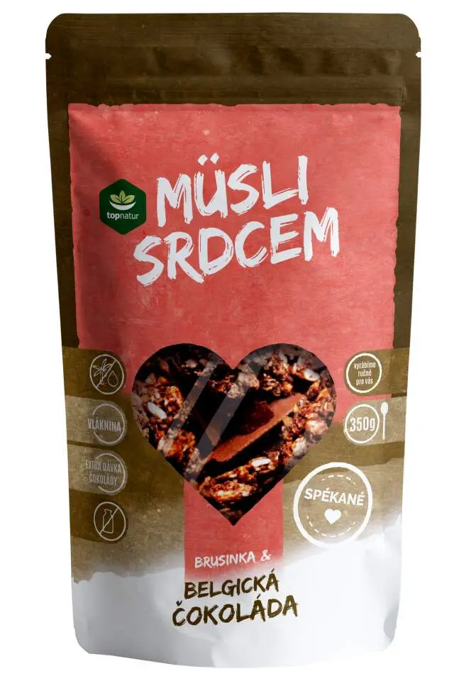 Müsli srdcem Belgická čokoláda&Brusinky 350g TOPNATUR