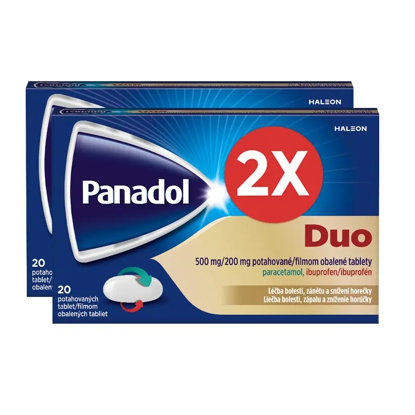 Panadol DUO 500/200mg, tablety pro úlevu od bolesti 20 tablet - balení 2 ks