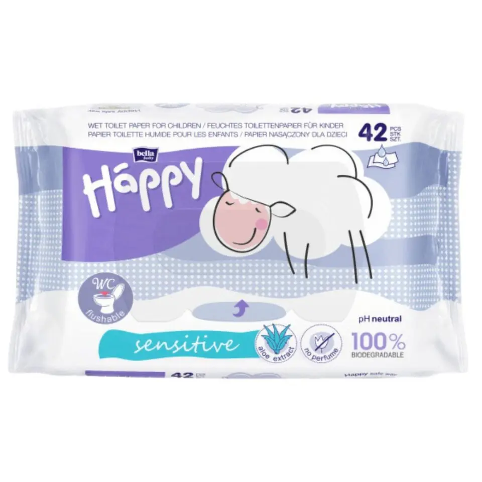 Happy vlhčený toaletní papír aloe 42ks