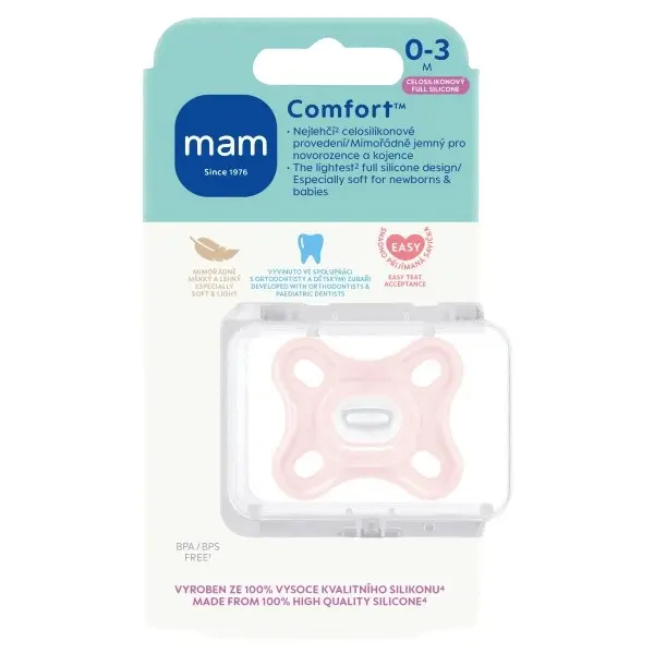 MAM Dudlík Comfort box 0-3m růžový 1ks