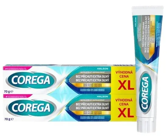 Corega Bez příchuti Extra silný fixační krém 2x70g