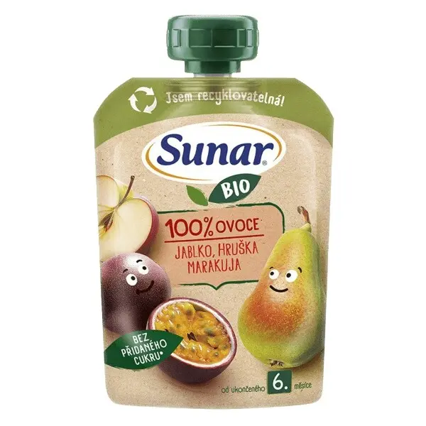 Sunar Kapsička 6m+ jablko hruška marakuja BIO 100g