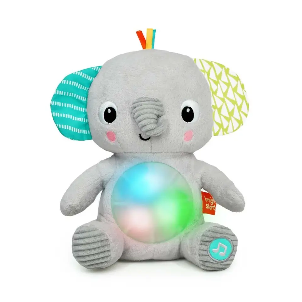 BRIGHT STARTS Hračka plyšová hudební svítící Hug-a-bye Baby sloník 0m +
