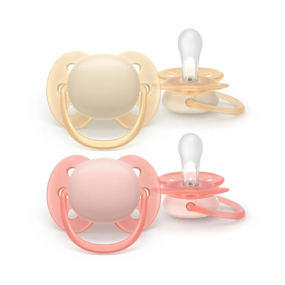 Philips AVENT UltraSoft dudlík 0-6m béž/růžová 2ks