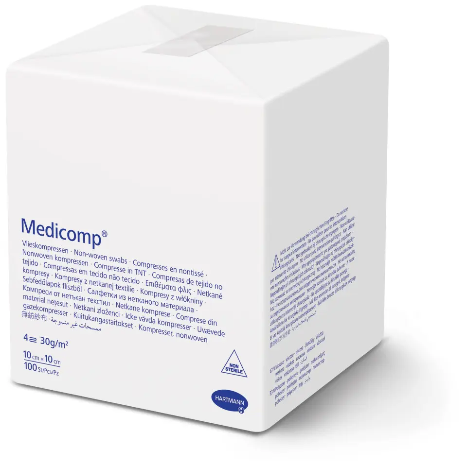 KOMPRESY MEDICOMP NESTERILNÍ 10X10CM,NETKANÝ TEXTIL,100KS