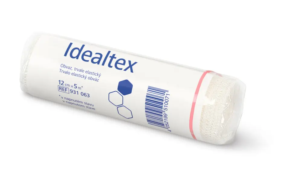Obinadlo elastické Idealtex 12cmx5m, v napnutém stavu, dlouhý tah 1ks