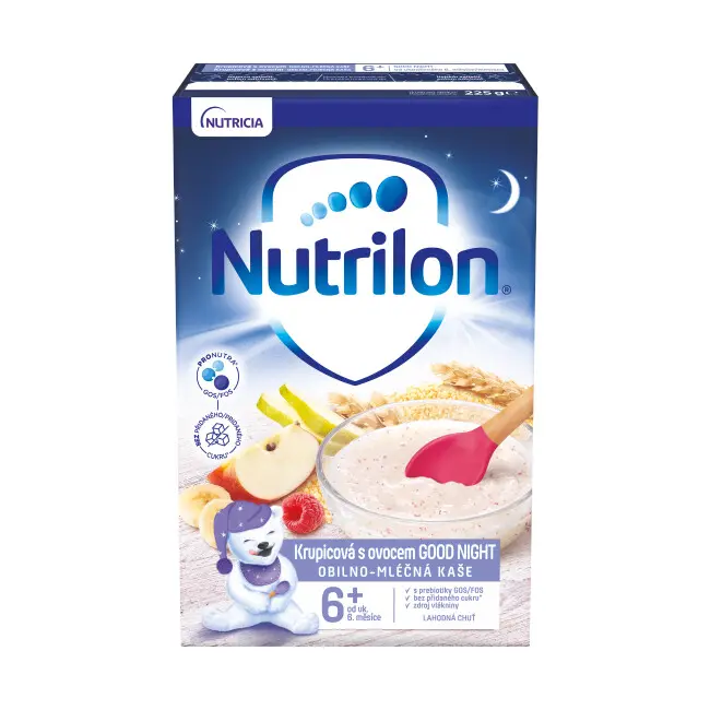Nutrilon Krupicová obilno-mléčná kaše s ovocem Good night 225 g
