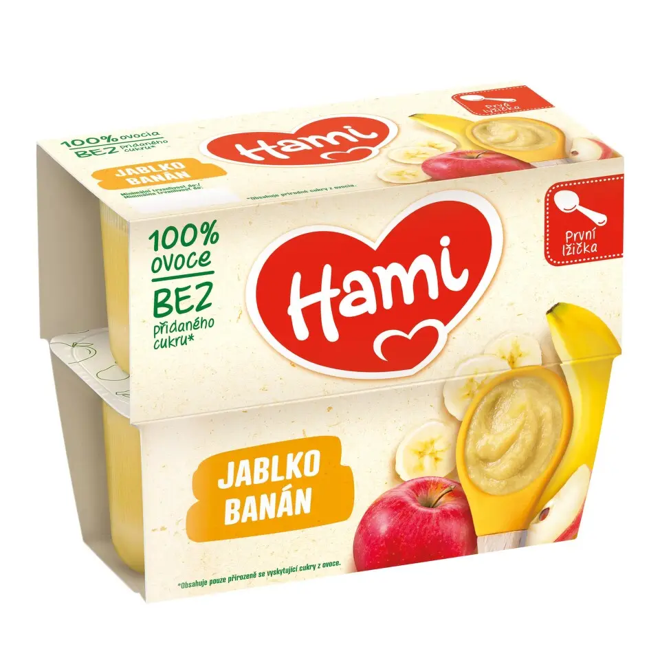 Hami 100% ovoce jablko a banán 4x100g 4M+