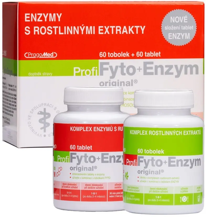 PRAGOMED Profi Fyto+Enzym 60 tobolek + 60 tablet