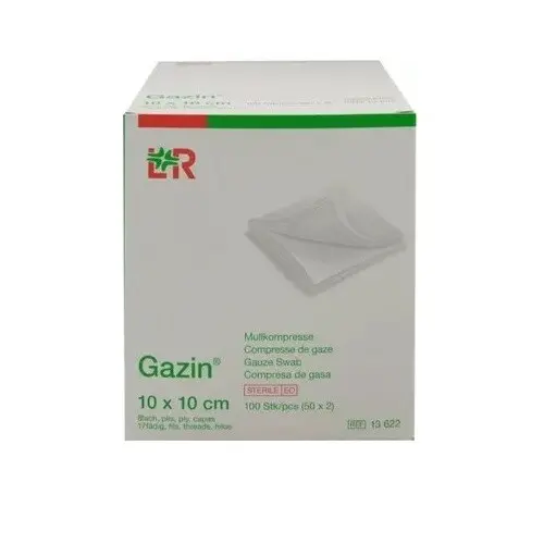 GÁZA HYDROFILNÍ SKLÁDANÁ KOMPRESY 10X10CM,8 VRSTEV,STERILNÍ,100KS