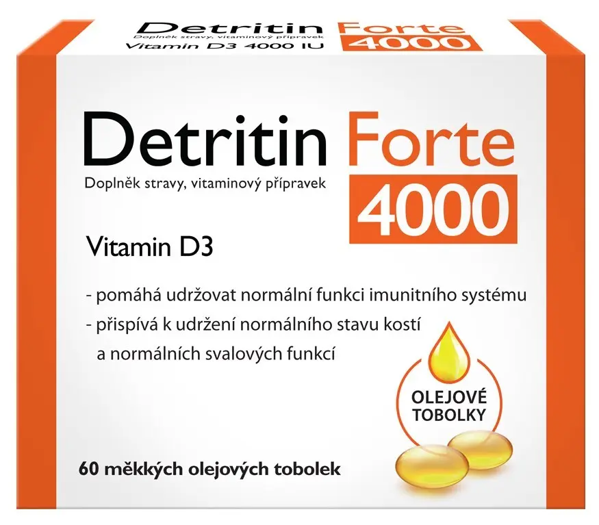 DETRITIN Forte vitamin D3 4000 IU 60 měkkých tobolek