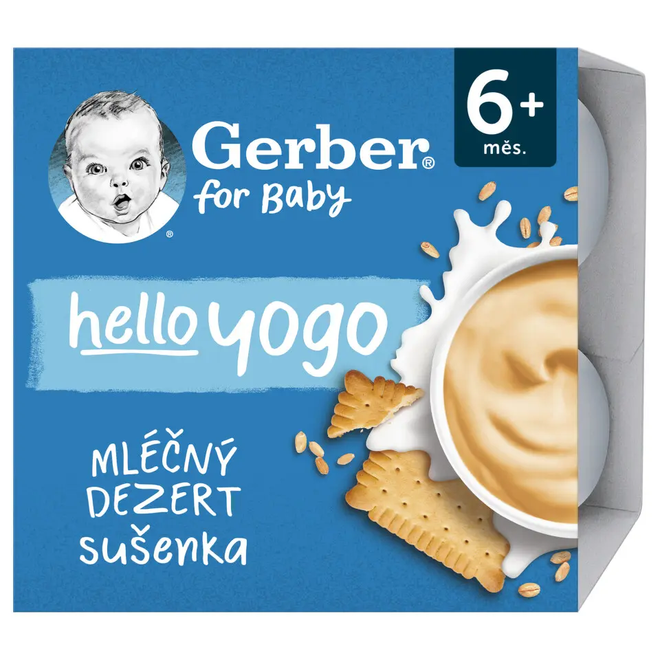 Gerber Hello yogo mléčný dezert sušenkový 4x100g 6M+
