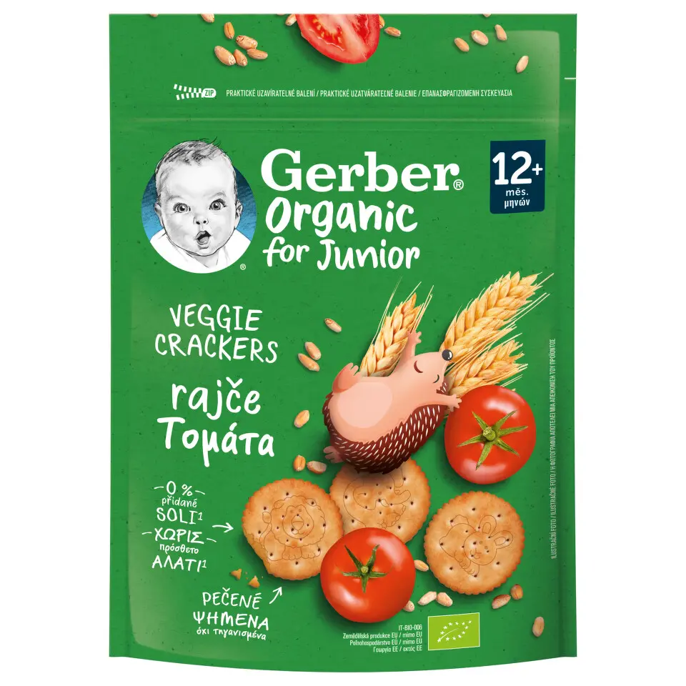 Gerber Krekry s rajčaty BIO 100g 12m+