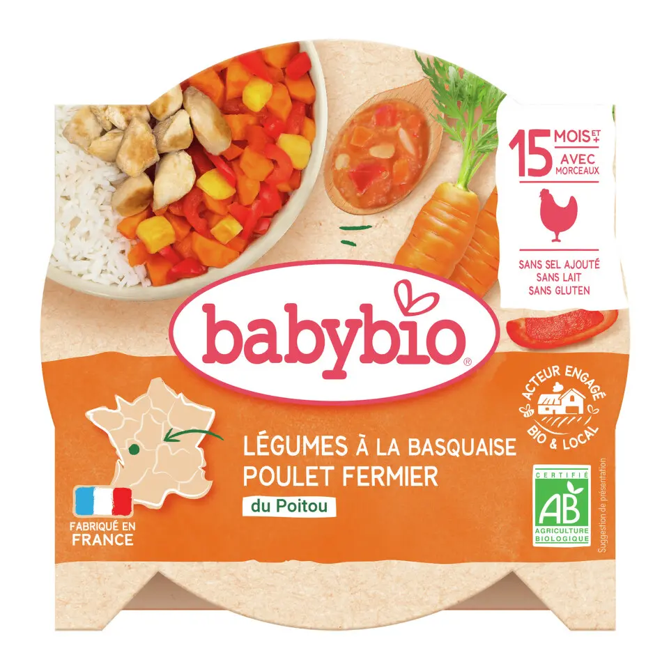 BABYBIO zelenina-farmář.kuře-rýže 15m+ 260g
