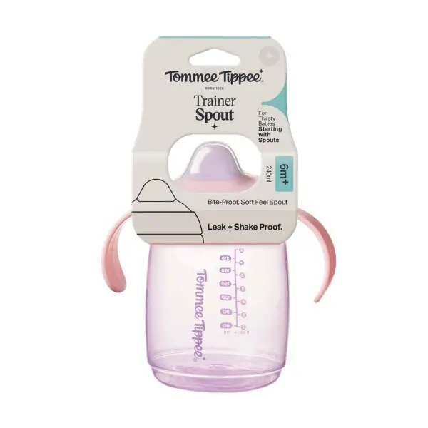 Tommee Tippee hrneček se savičkou 240ml 6m+ růžový