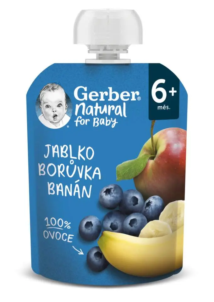 GERBER Natural kapsička jablko, borůvka a banán 90 g