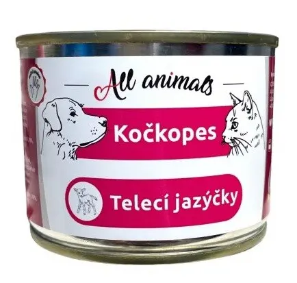 All Animals kočkopes konz. Telecí jazýčky 200g