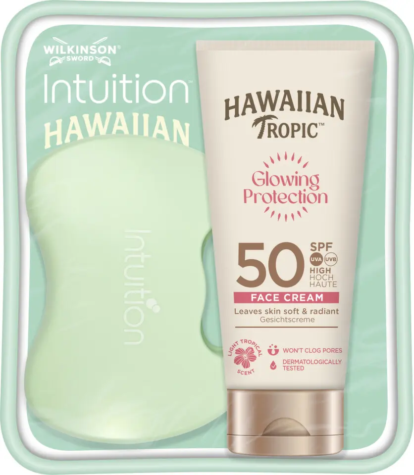 Hawaiian Tropic Face Cr.50+ +Wilkinson strojek set