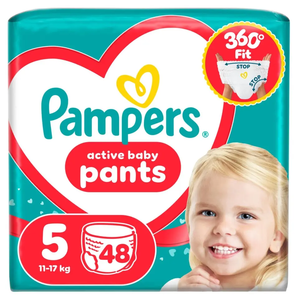 Pampers Plenkové kalhotky Active Baby, 12–17 kg, vel. 5, Jumbo-Pack 48 ks 48 ks