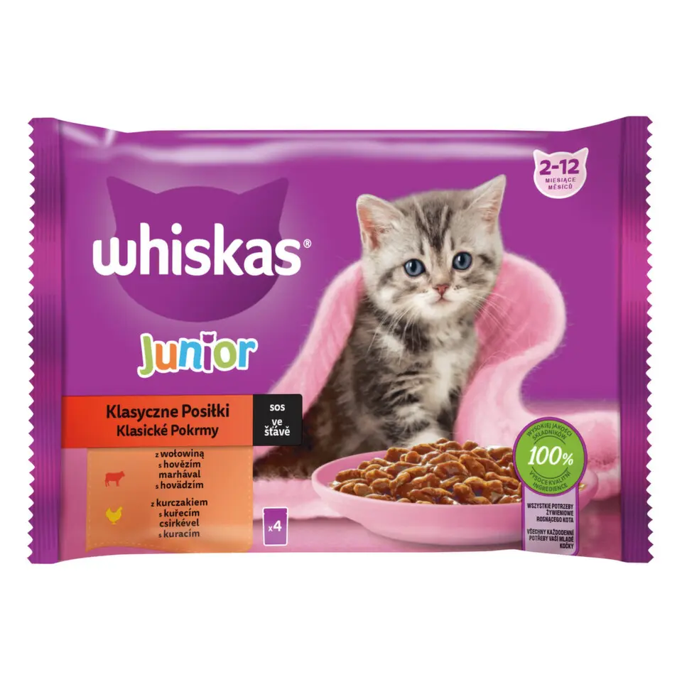 Whiskas kaps. Core Junior klas.výběr ve šťávě 4x85g