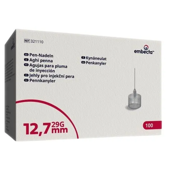 embecta Jehly pro injekční pera 12,7mm, 29G, 3bevel, TW, 100ct