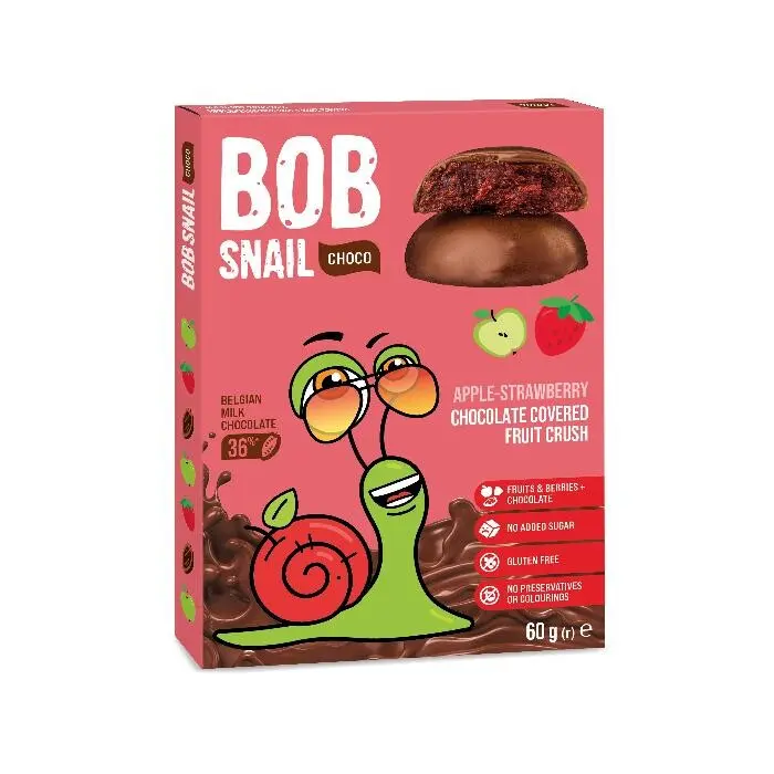Šnek BOB pochoutka jablko-jahoda v mléč.čoko 6x10g
