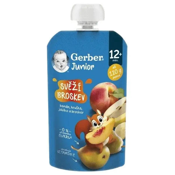 Gerber Junior Svěží broskev kapsička 110g 12m+