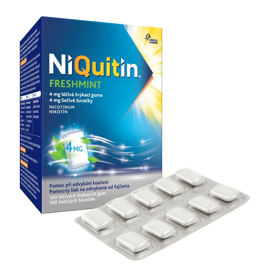 NiQuitin Freshmint 4 mg 100 léčivých žvýkacích gum