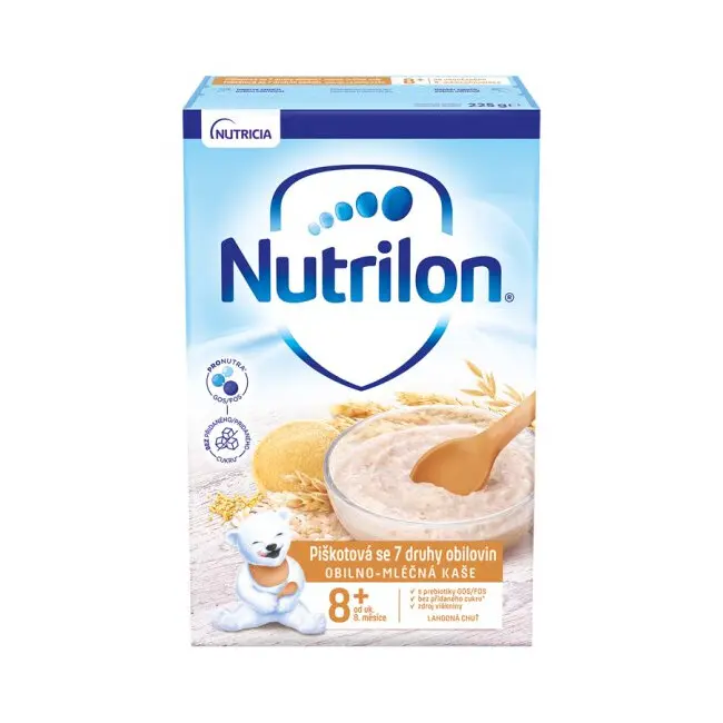 Nutrilon Obilno-mléčná kaše piškotová 7druhů obilovin 225g 8M+