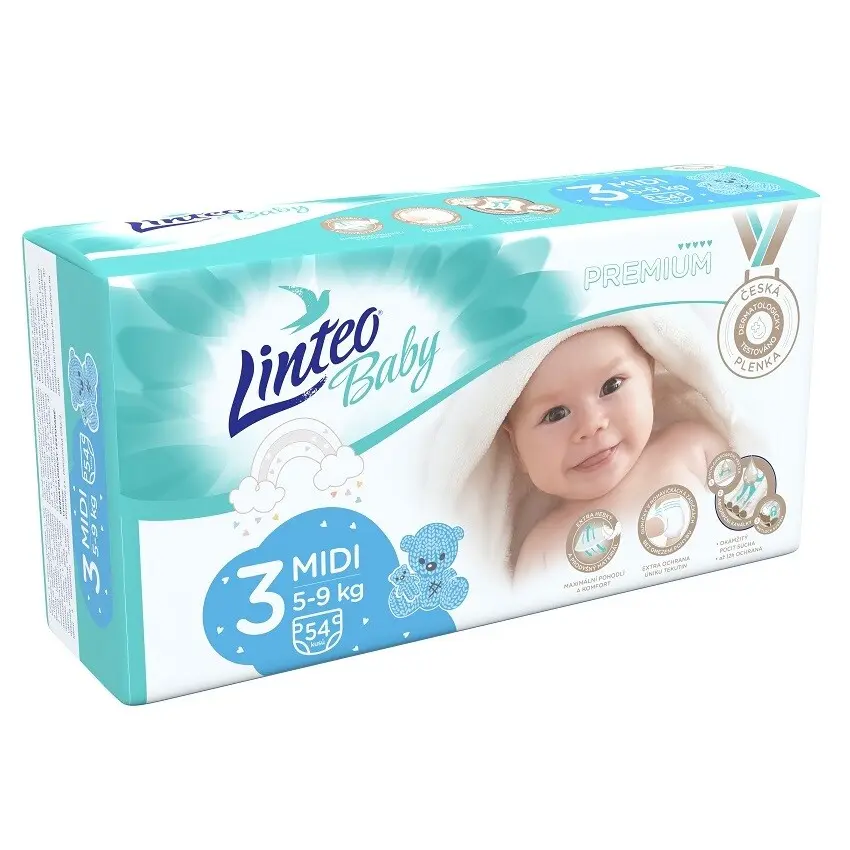 LINTEO Baby Premium Dětské plenky MIDI 5-9kg 54 ks